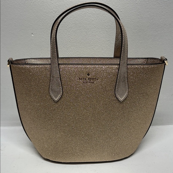 Kate Spade Purse Glimmer Satchel Crossbody Handbag Gold Glitter Small New NWT - Picture 4 of 10